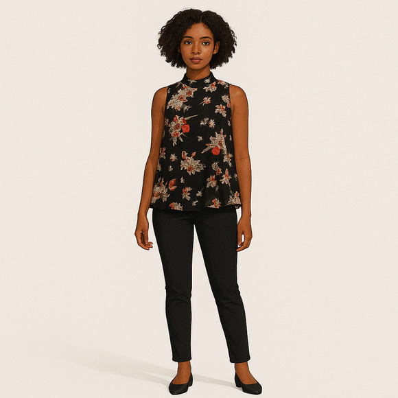 Anthropologie Maeve Hidra Black Motif 100% Silk Blouse - Medium - Picture 1 of 10